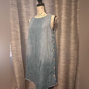 Universal Thread Sleeveless Chambray Dress with Side Button Detail